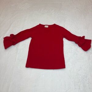 Boutique Red Long Sleeve Top with Ruffle Cuffs Size XL(6T)